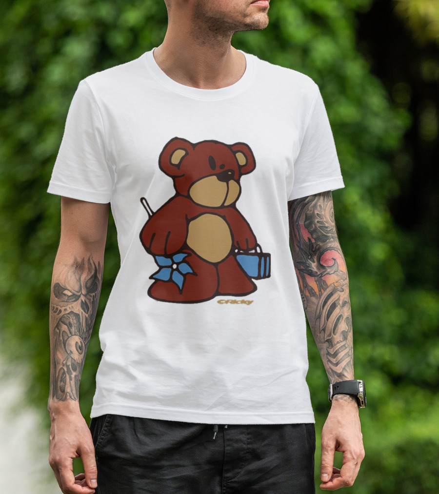 Ricky Montgomery Bear With Blue Flower And Gift Box T-Shirt