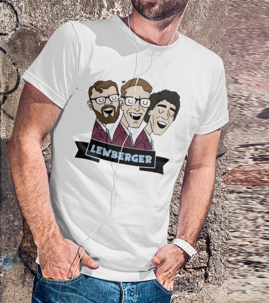 Lewberger Cartoon Trio Portrait With Glasses And Beards T-Shirt