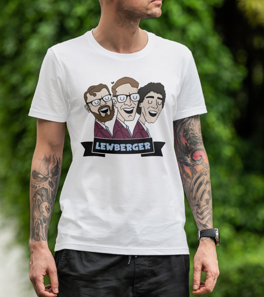 Lewberger Cartoon Trio Portrait With Glasses And Beards T-Shirt