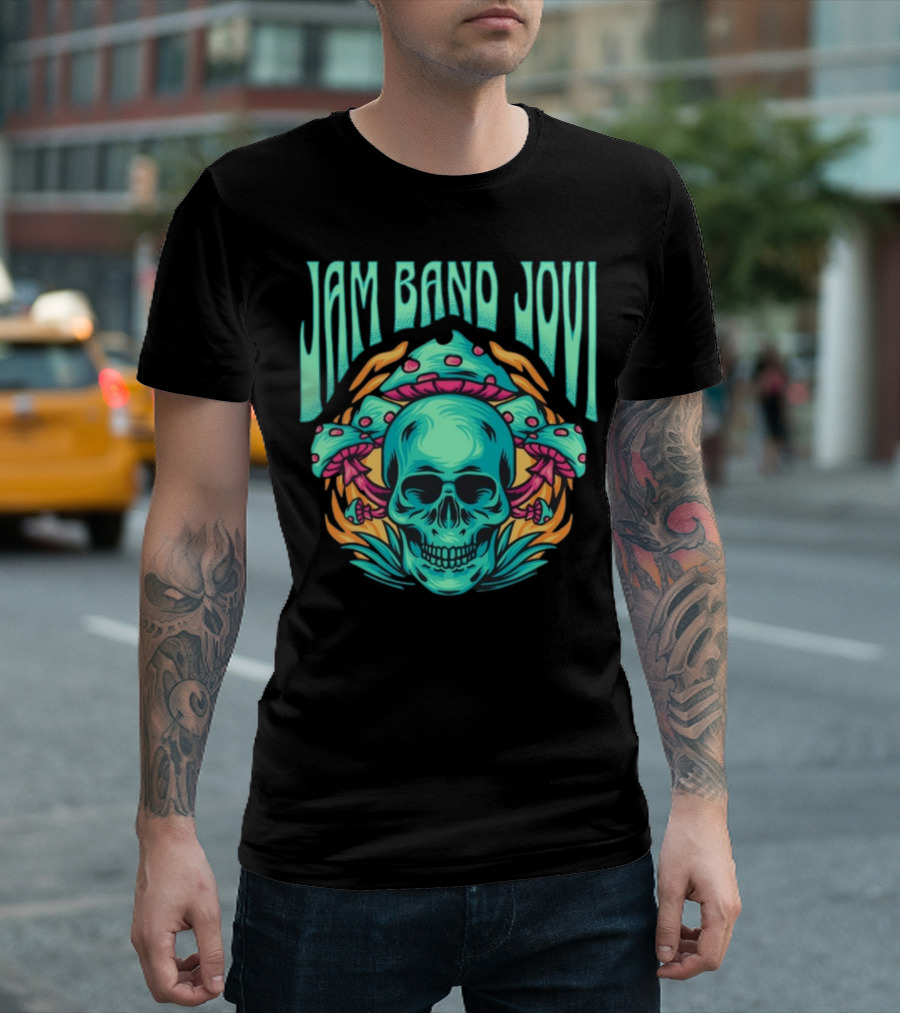 Jam Band Jovi Psychedelic Skull and Mushrooms T-Shirt