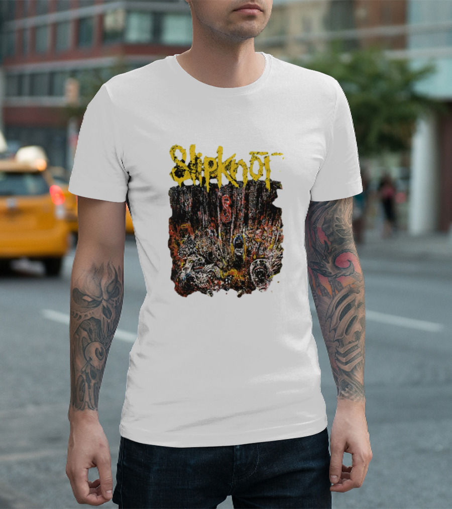 Slipknot Live At MSG Concert Art With Number 8 Grunge T-Shirt