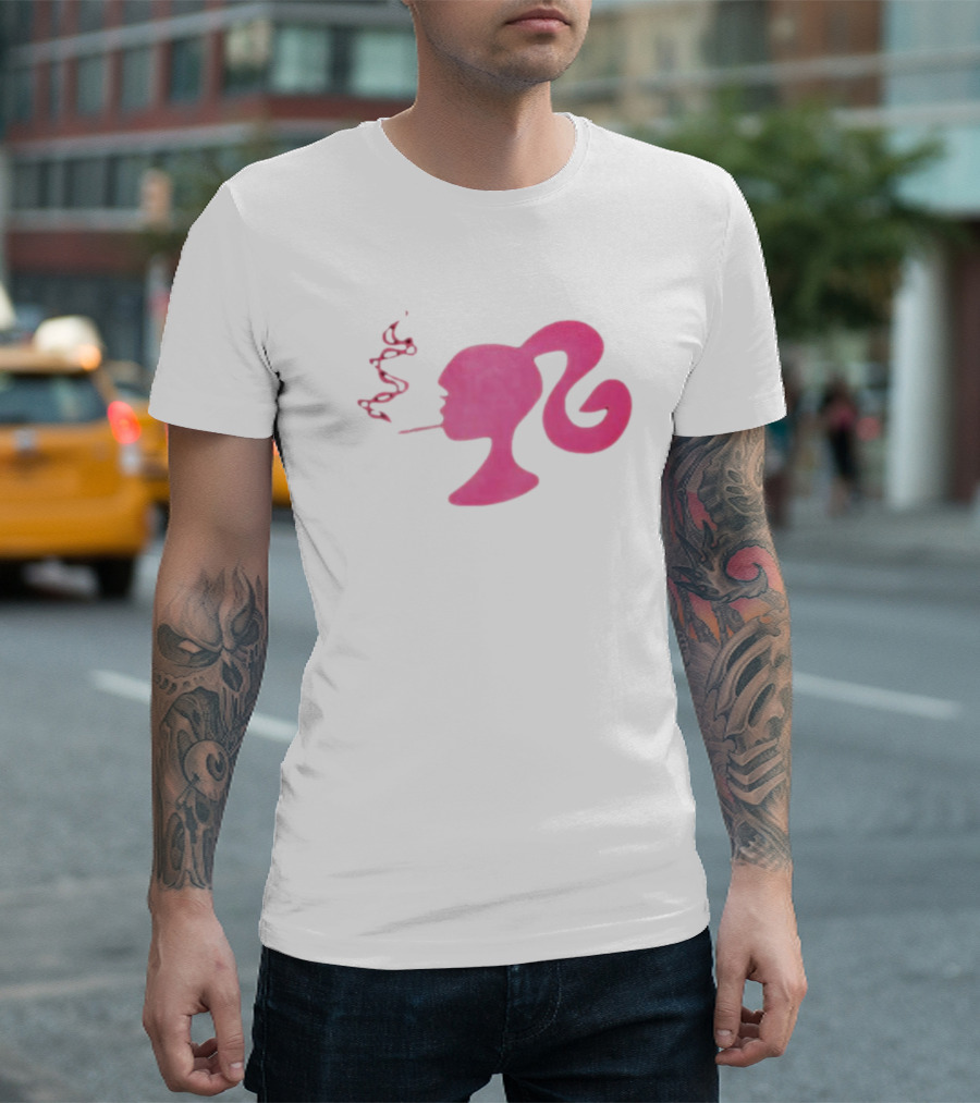 Smoking Pink Silhouette Barbie T-Shirt