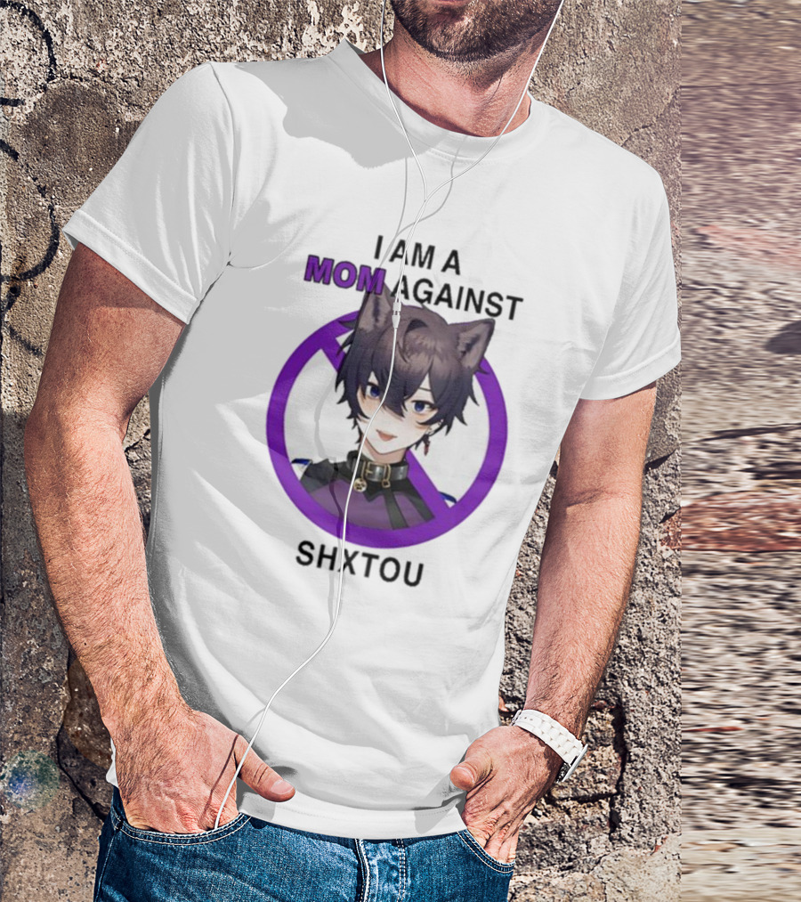 I Am A Mom Against Shxtou Character With Crossed Circle T-Shirt