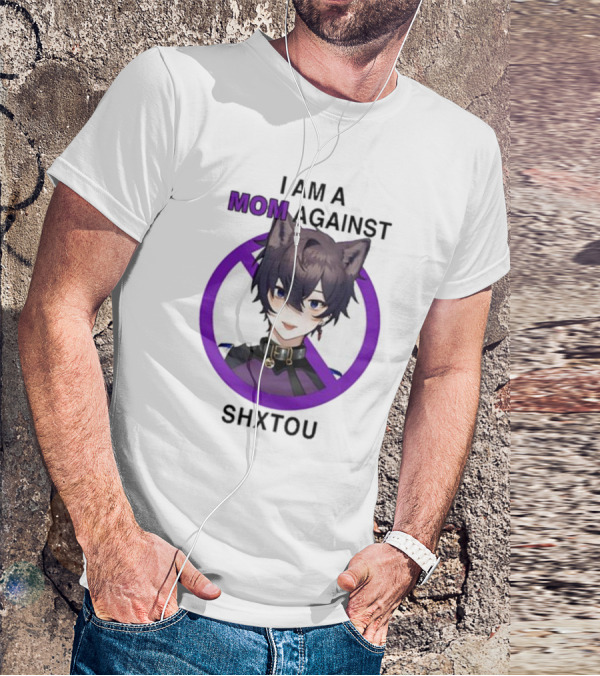 I Am A Mom Against Shxtou Character With Crossed Circle T-Shirt