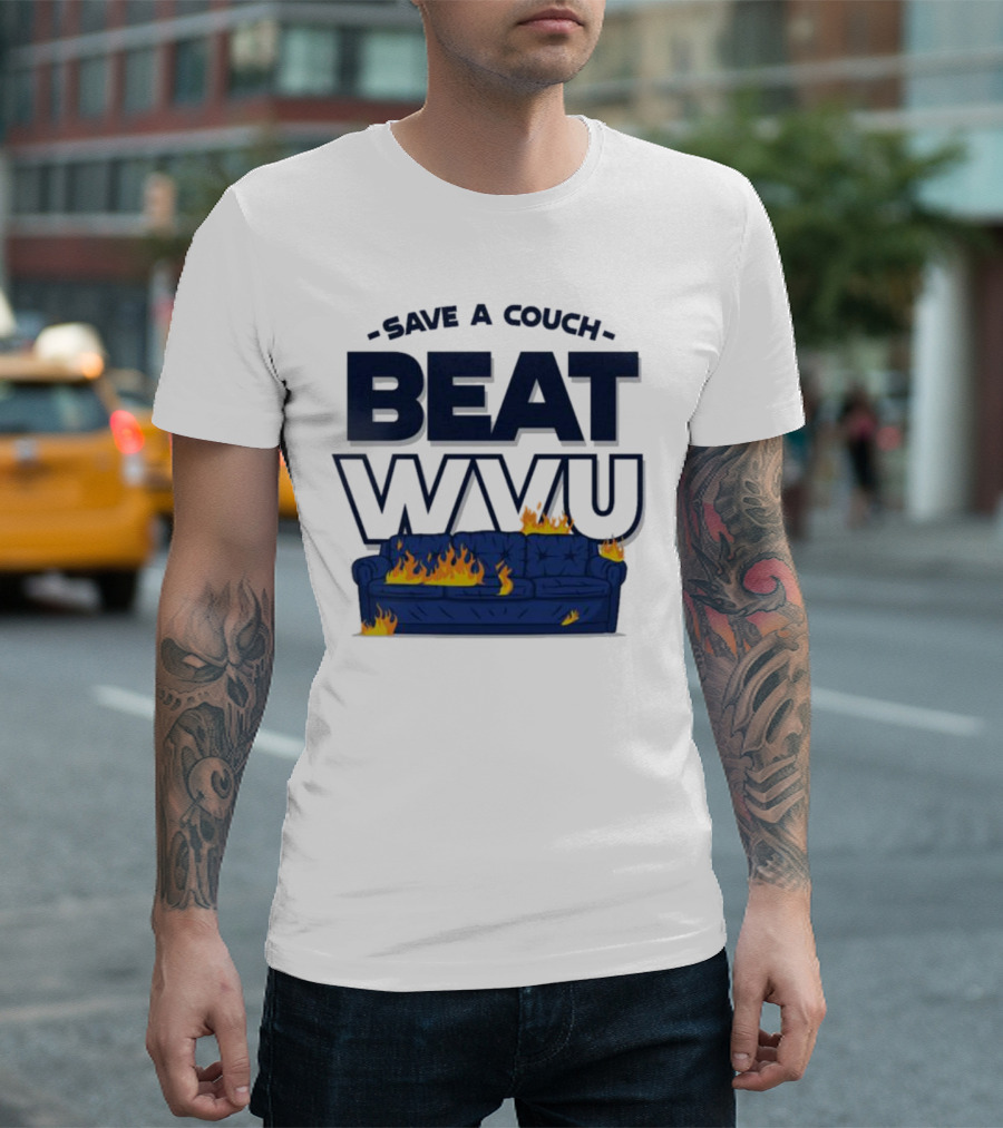 Save a Couch Beat WVU Burning Couch T-Shirt