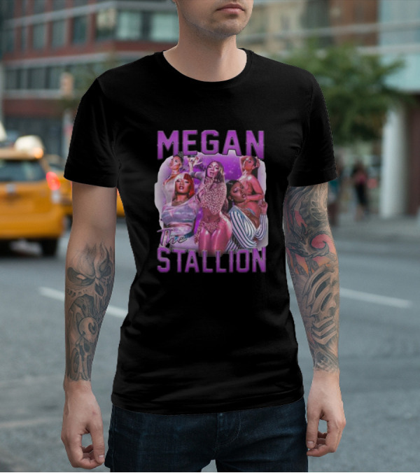 Megan Thee Stallion Bold Iconic Portrait Collage T-Shirt