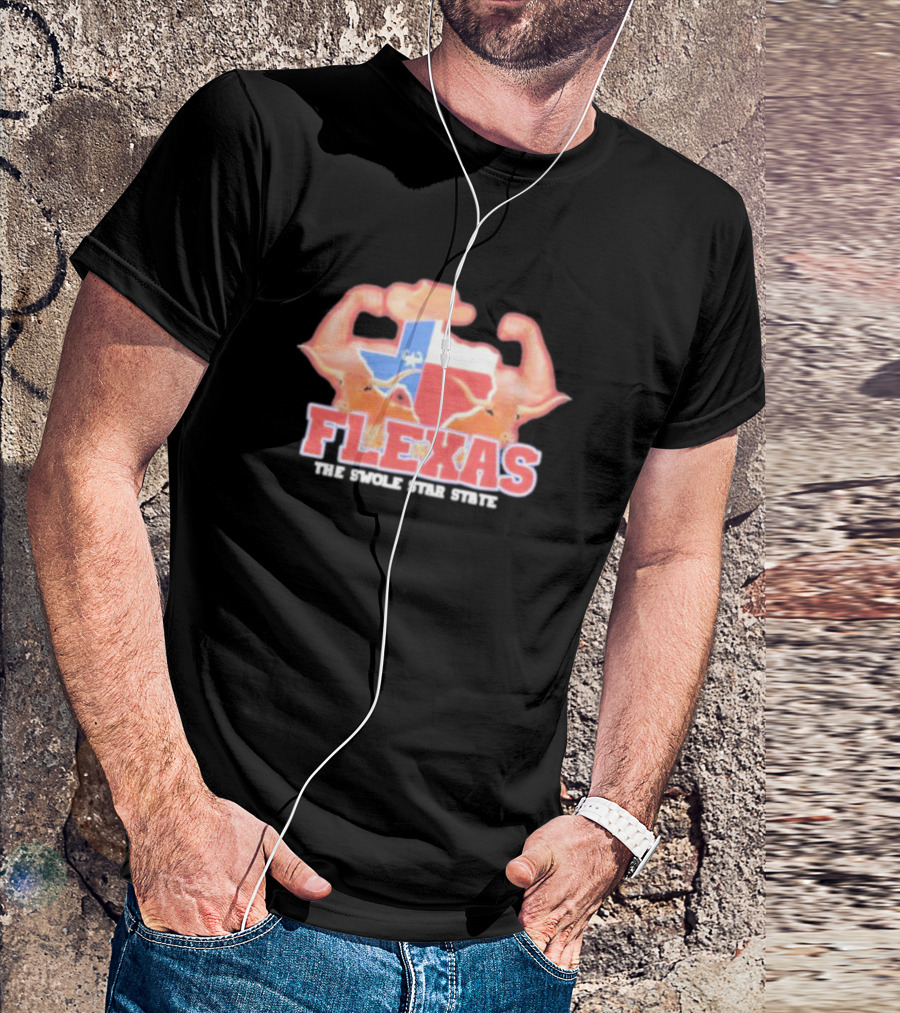 Flexas The Swole Star State Buff Texas Map Muscles Cowboy Hat T-Shirt