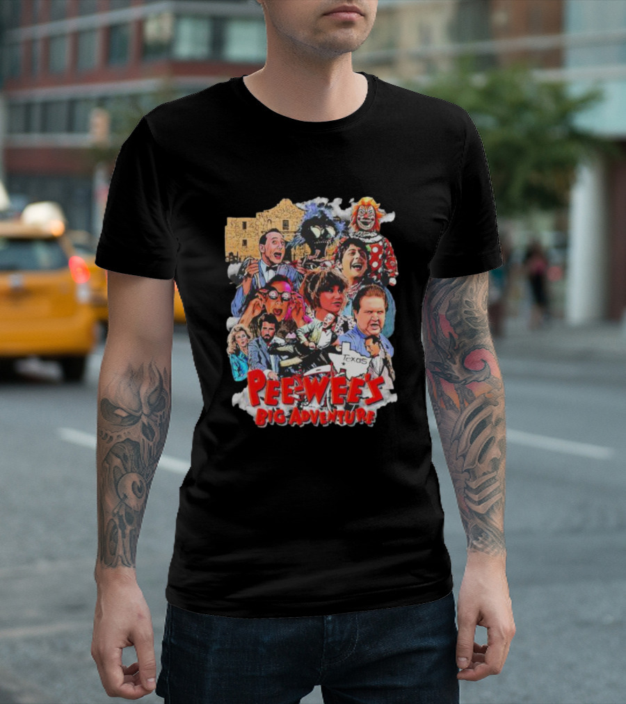 Pee Wee's Big Adventure Vintage Paul Reubens Texas Collage T-Shirt