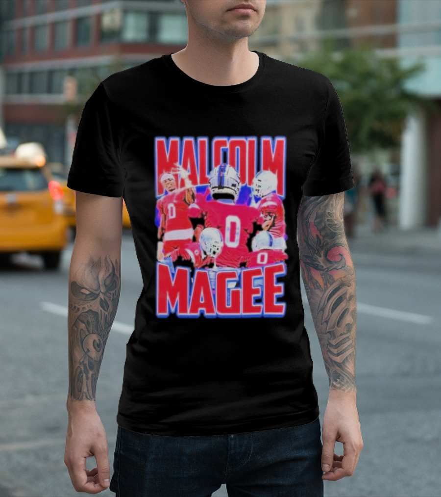 MALCOLM MAGEE FOOTBALL NUMBER 0 RED JERSEY COLLAGE T-Shirt