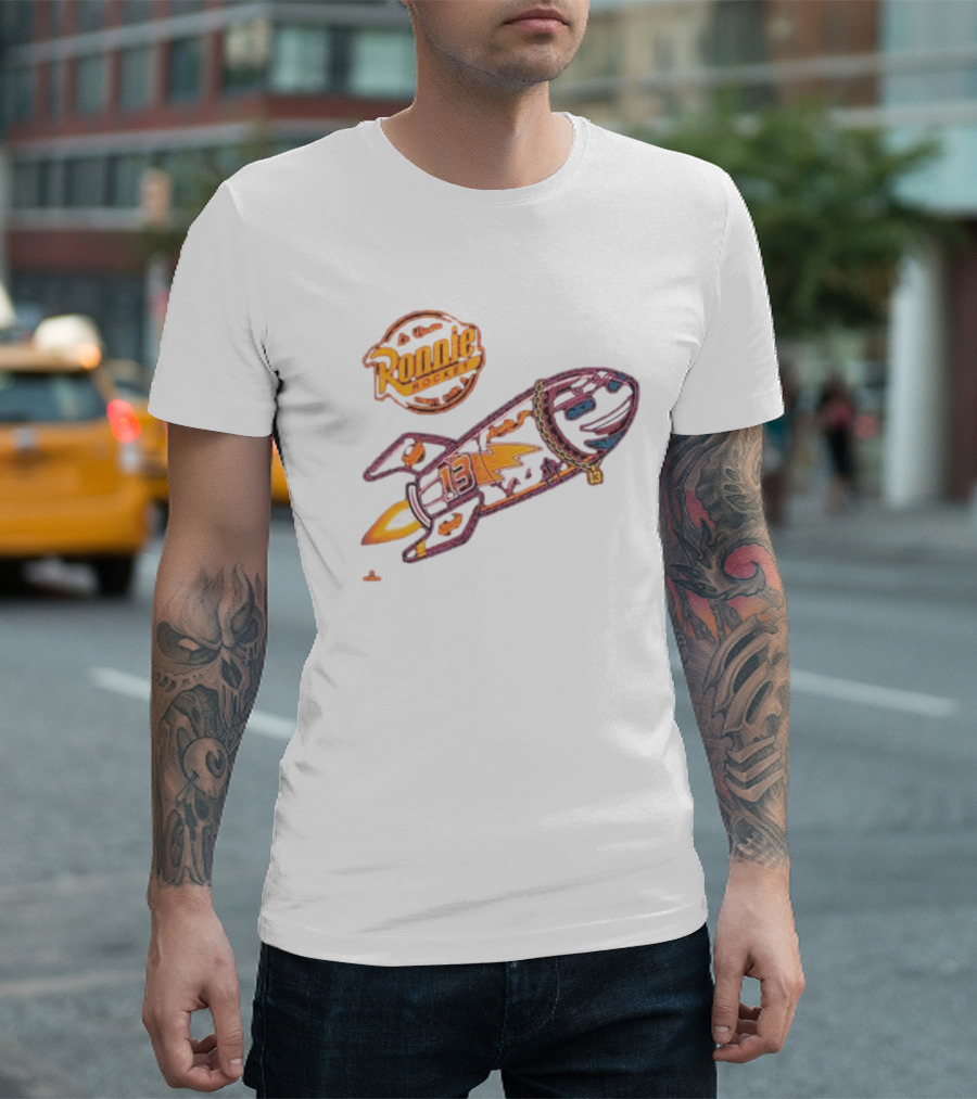 Ronnie Rocket Number 13 with Lightning Bolt and Planetary Icons T-Shirt
