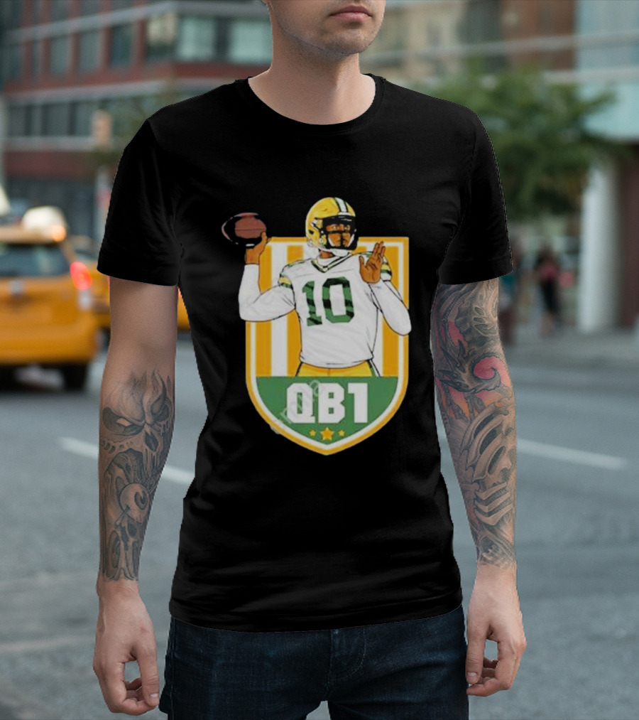 Cheeseheadtv QB1 Green and Gold Football Number 10 T-Shirt