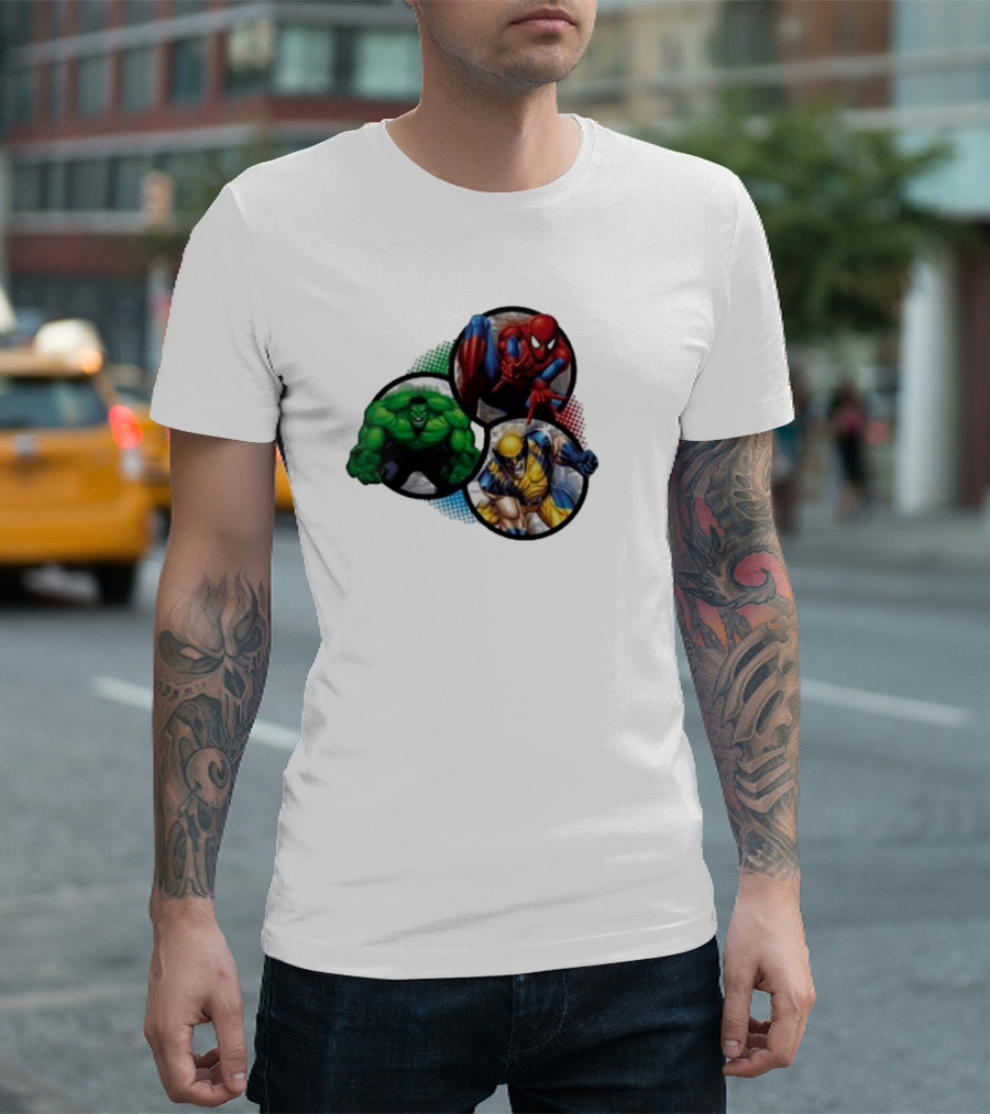 Thenerdspider Marvel's Trinity Spider-Man Hulk Wolverine T-Shirt
