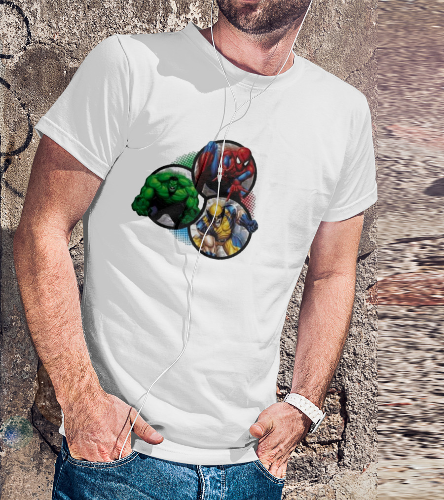 Thenerdspider Marvel's Trinity Spider-Man Hulk Wolverine T-Shirt