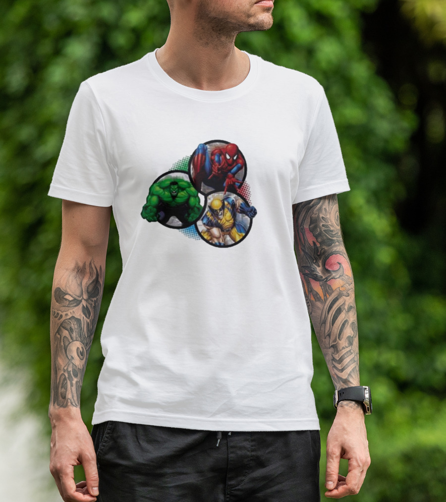 Thenerdspider Marvel's Trinity Spider-Man Hulk Wolverine T-Shirt