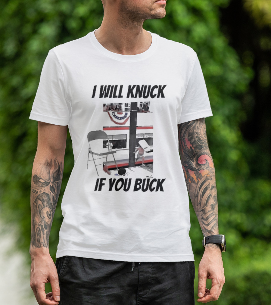I Will Knuck If You Buck Montgomery River Boat Chair Scene T-Shirt