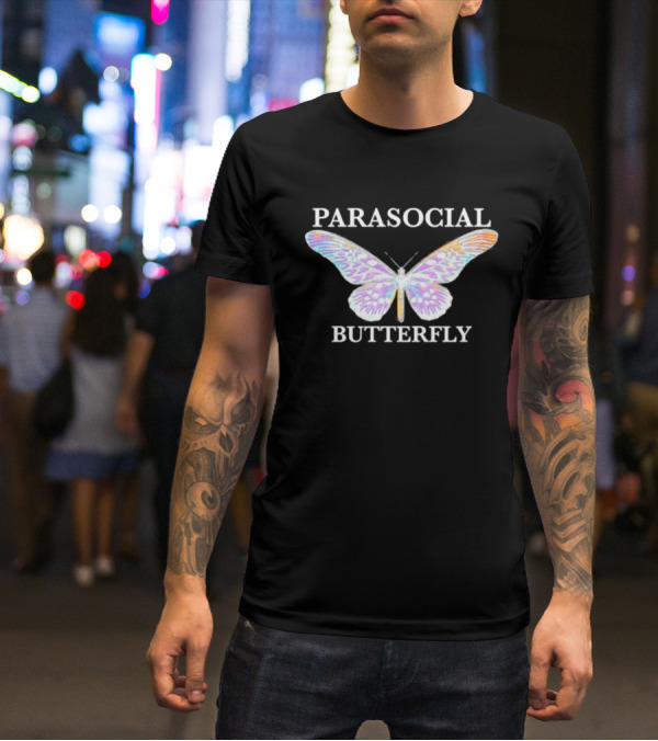 Parasocial Butterfly Rainbow Holographic T-Shirt