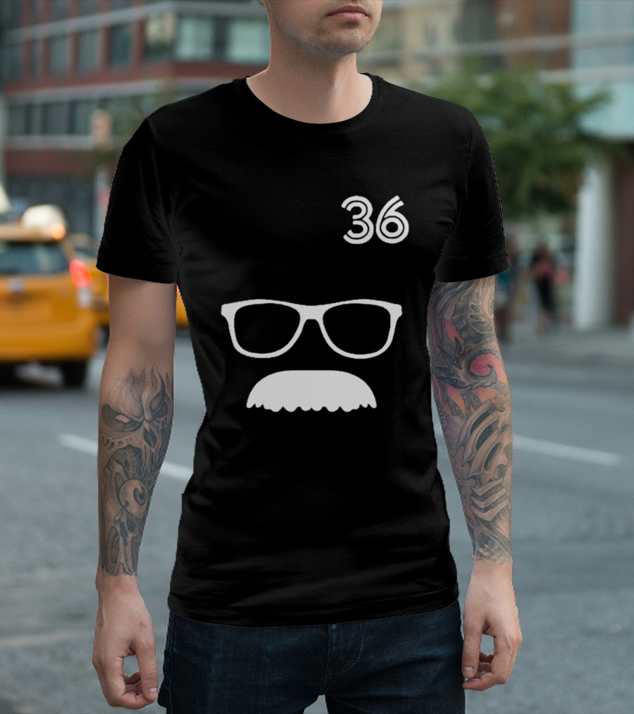 Trending Jays Fans Wearing 36 Davis Schneider Glasses and Moustache T-Shirt
