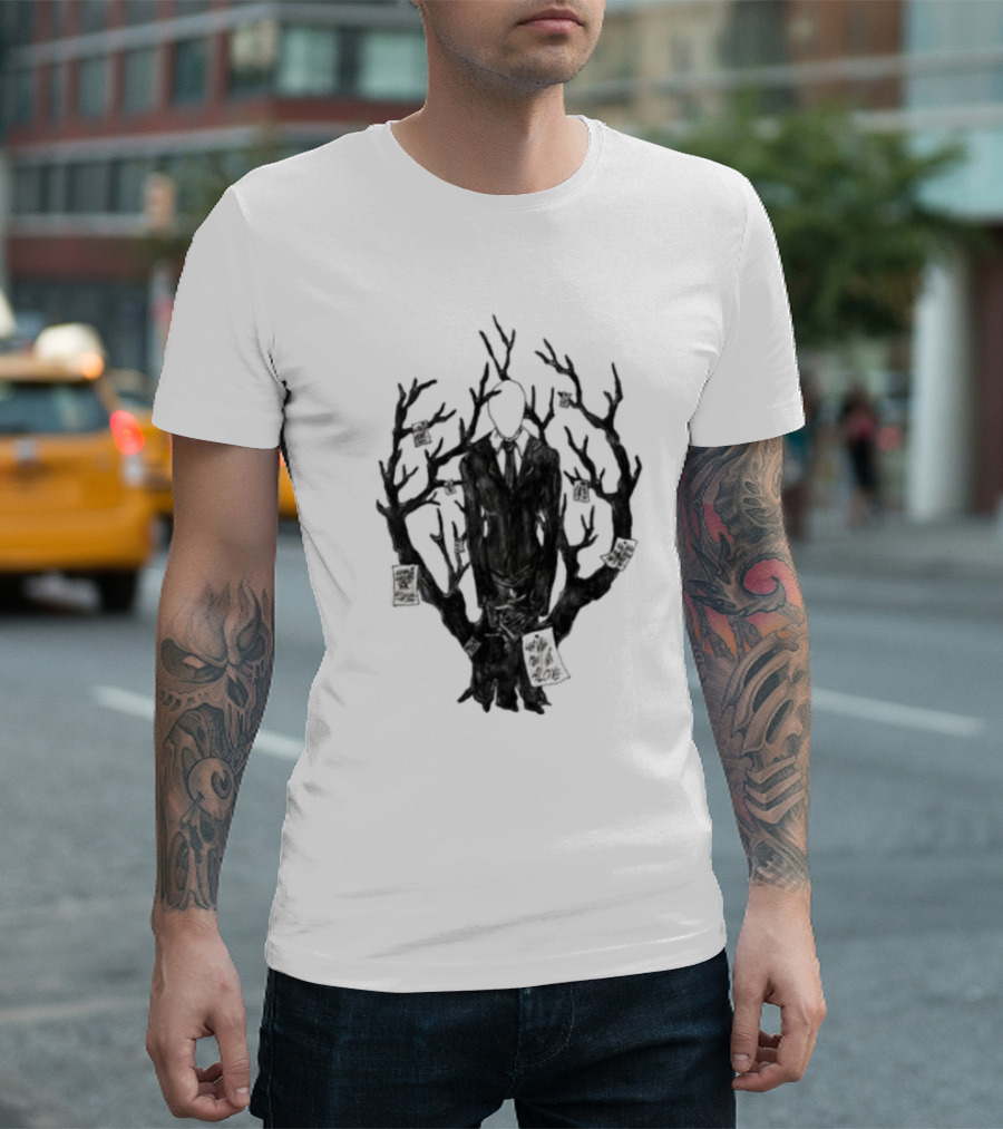 Slenderman III Halloween Tree Branches Cards T-Shirt