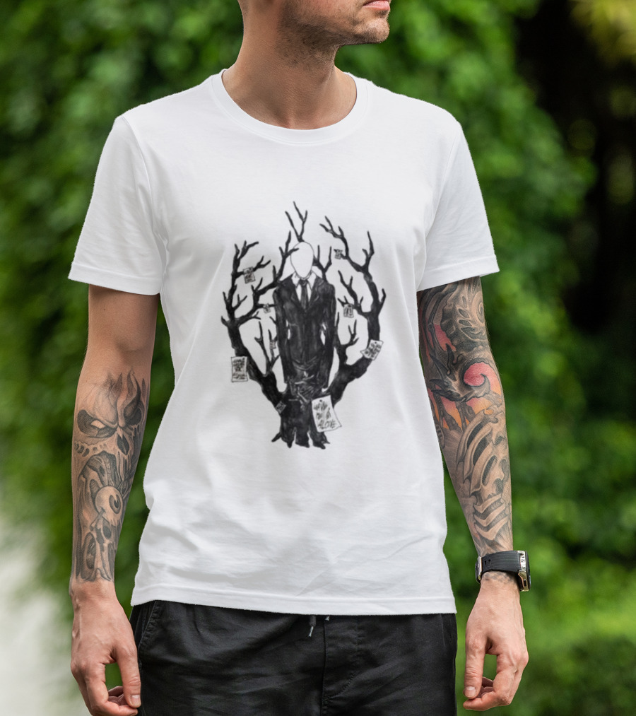 Slenderman III Halloween Tree Branches Cards T-Shirt