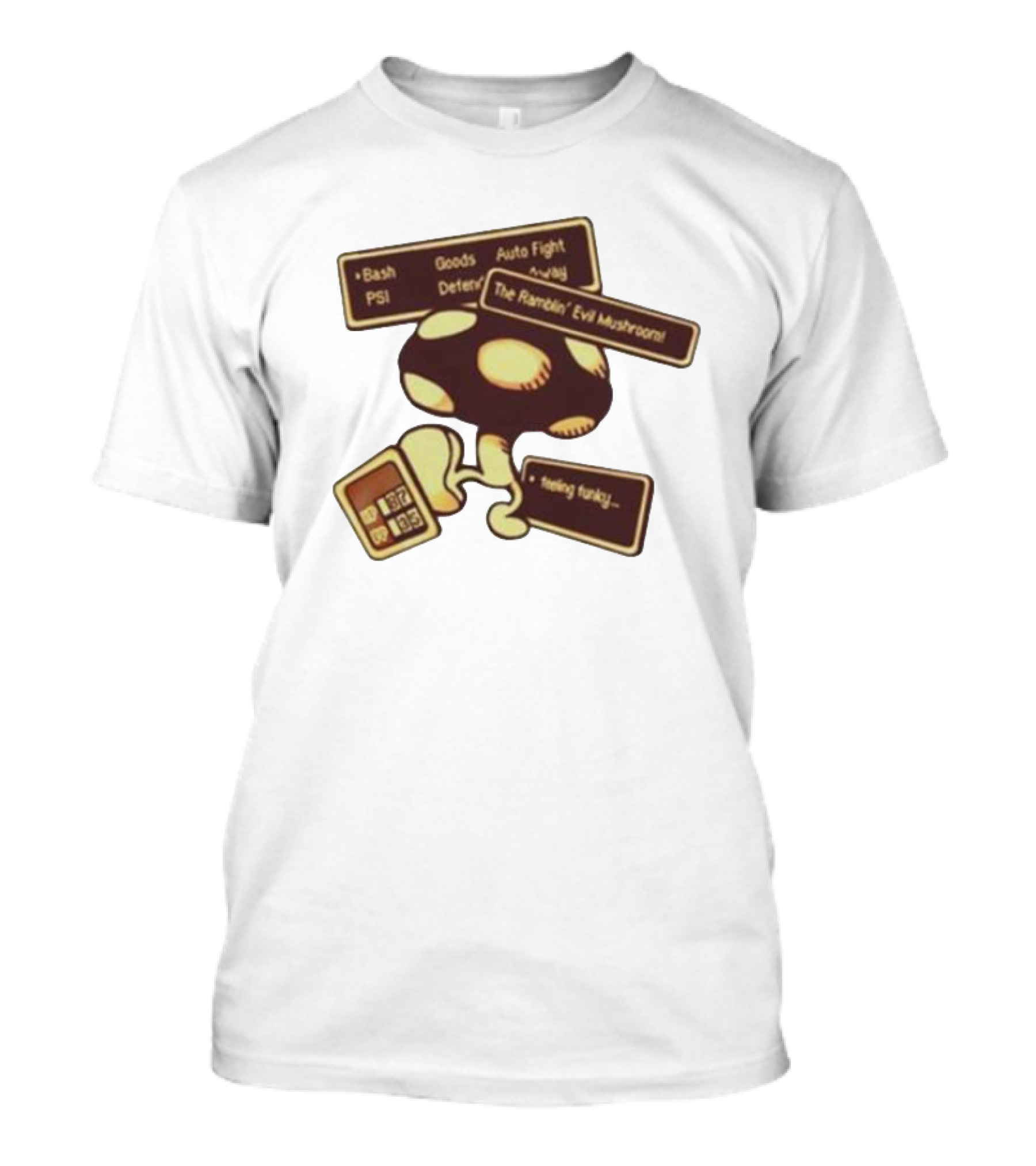 Bash PSI Goods Auto Fight The Ramblin' Evil Mushroom Feeling Funky Earthbound Reference T-Shirt