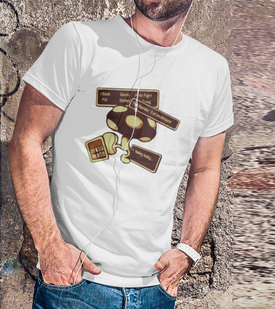 Bash PSI Goods Auto Fight The Ramblin' Evil Mushroom Feeling Funky Earthbound Reference T-Shirt