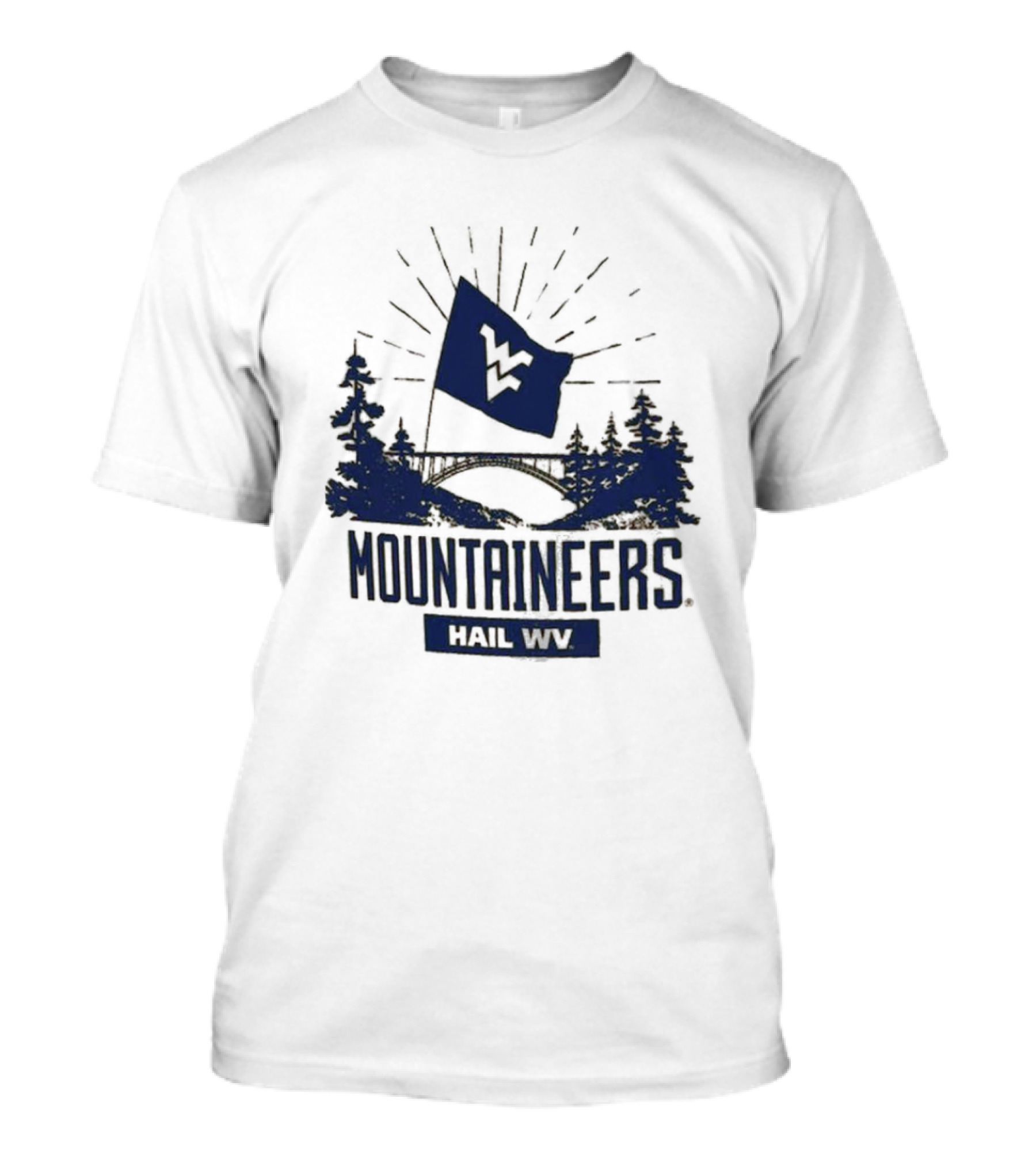 West Virginia Mountaineers Hail WV Flag Iconic Colosseum Fan Forest Scene T-Shirt