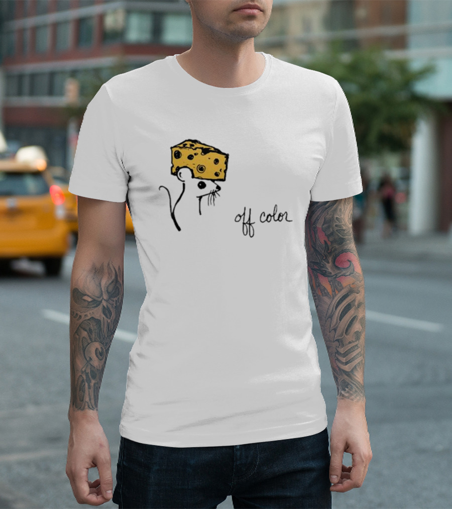 Cheesehead Mouse Off Color Sketch with Cheese Hat T-Shirt