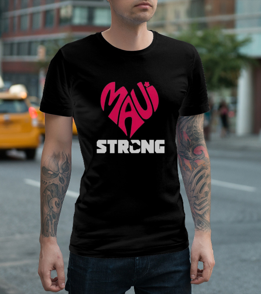 Maui Heart Strong Symbol In Pink T-Shirt