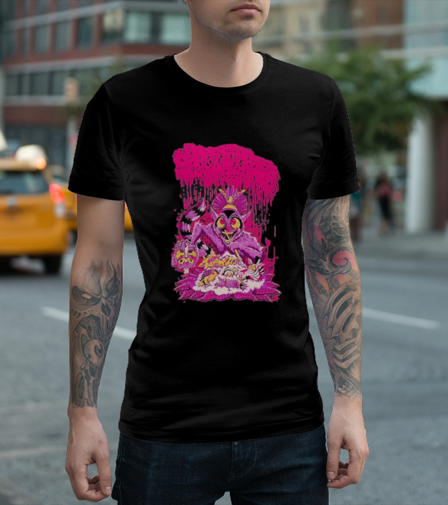 Sanguisugabogg Madagascar Lemur Creature in Psychedelic Pink with Dripping Effect T-Shirt