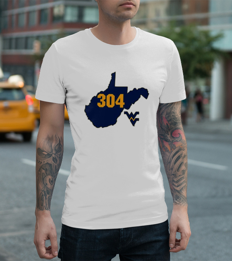 WVU 304 West Virginia State Map with Iconic T-Shirt