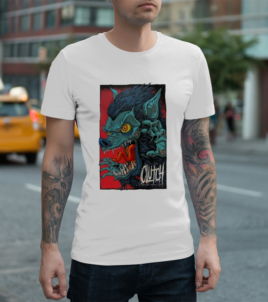 Clutch Blue Werewolf Horror T-Shirt