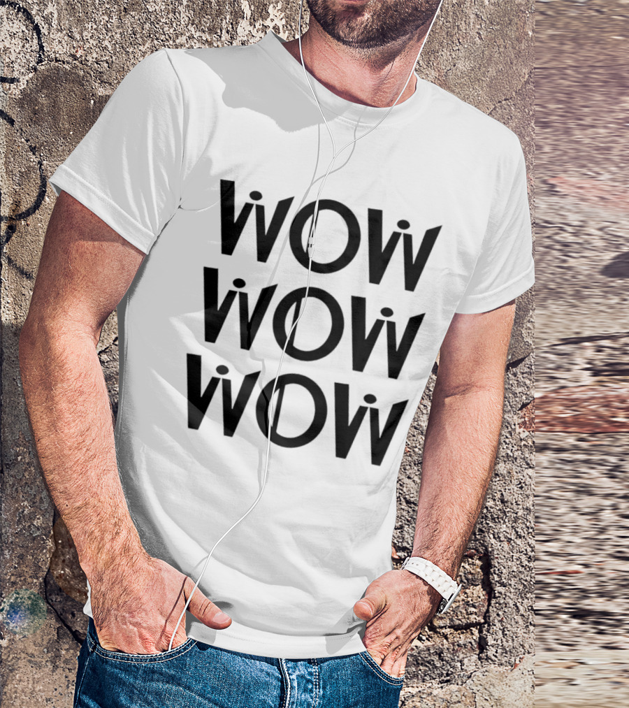 Wow Wow Wow Triple Stack Optical Illusion T-Shirt