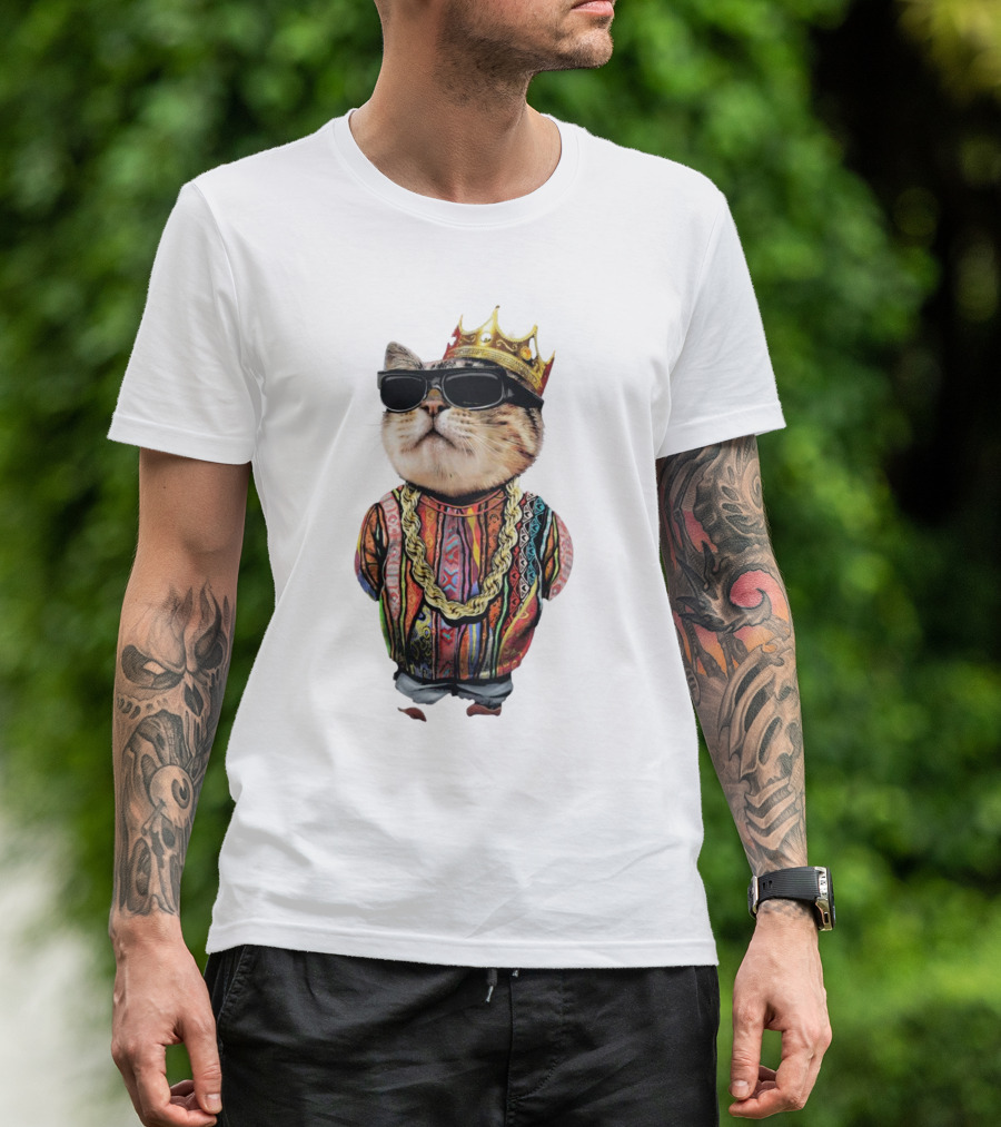 Big Paw Paw Cat With Crown And Shades T-Shirt