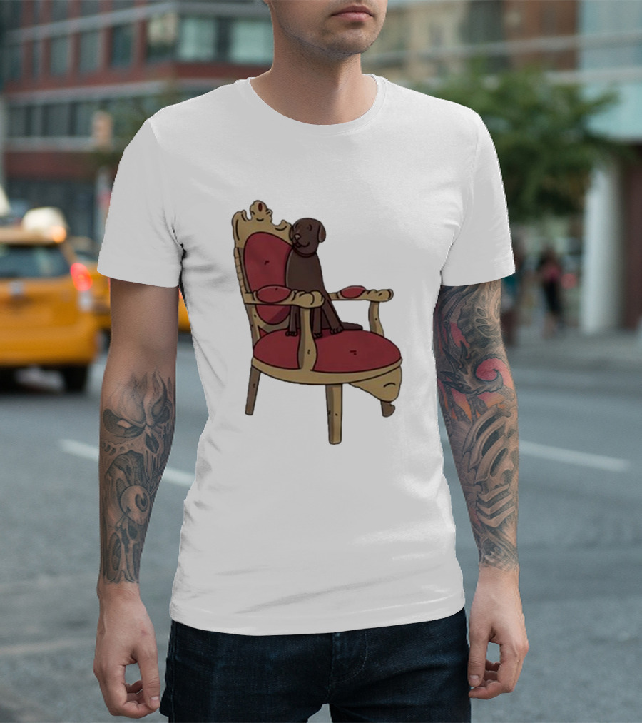 Poorly Drawn Arsenal Dog on Ornate Chair T-Shirt