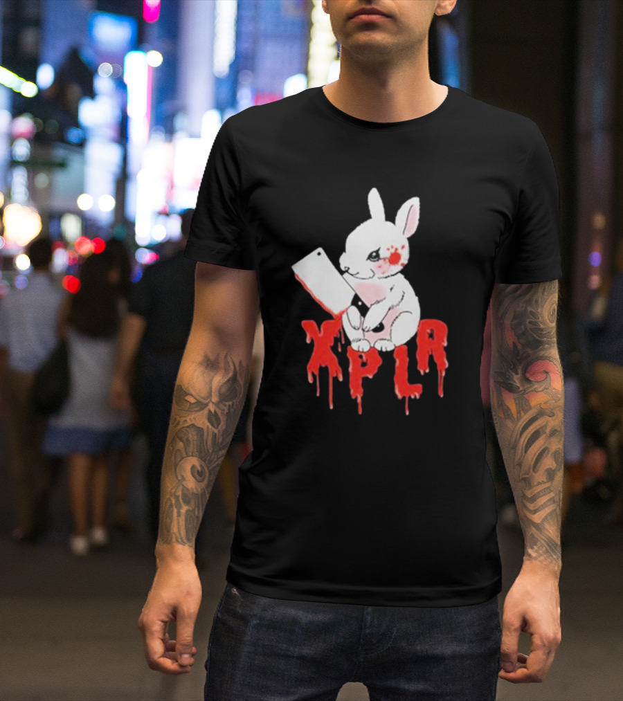 XPLR Bloodstained Rabbit With Cleaver T-Shirt