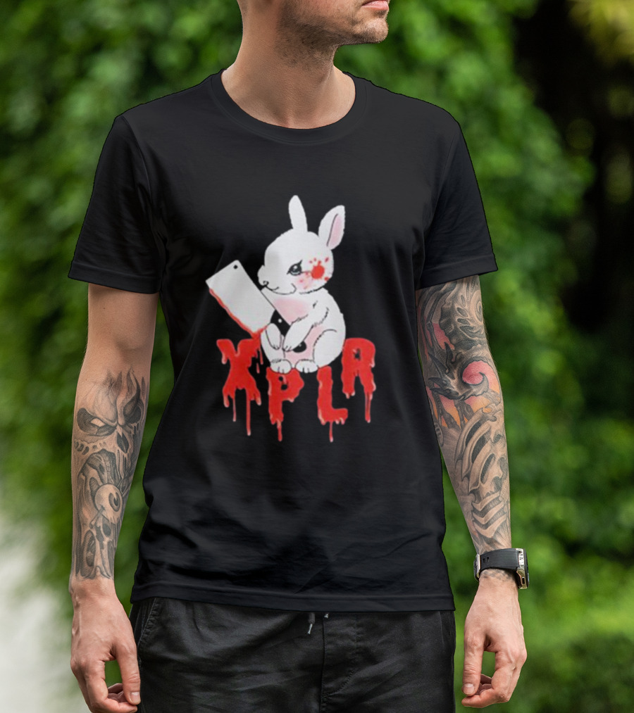 XPLR Bloodstained Rabbit With Cleaver T-Shirt