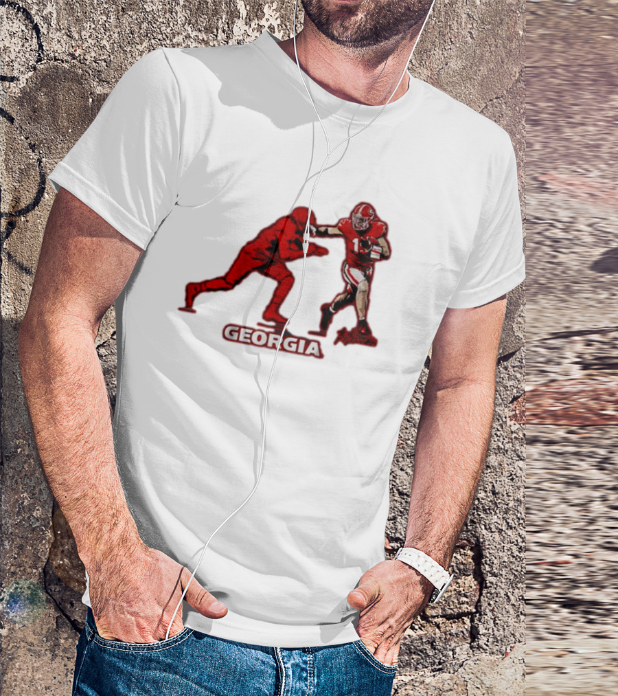 Georgia Football Superstar Brock Bowers Action Pose T-Shirt