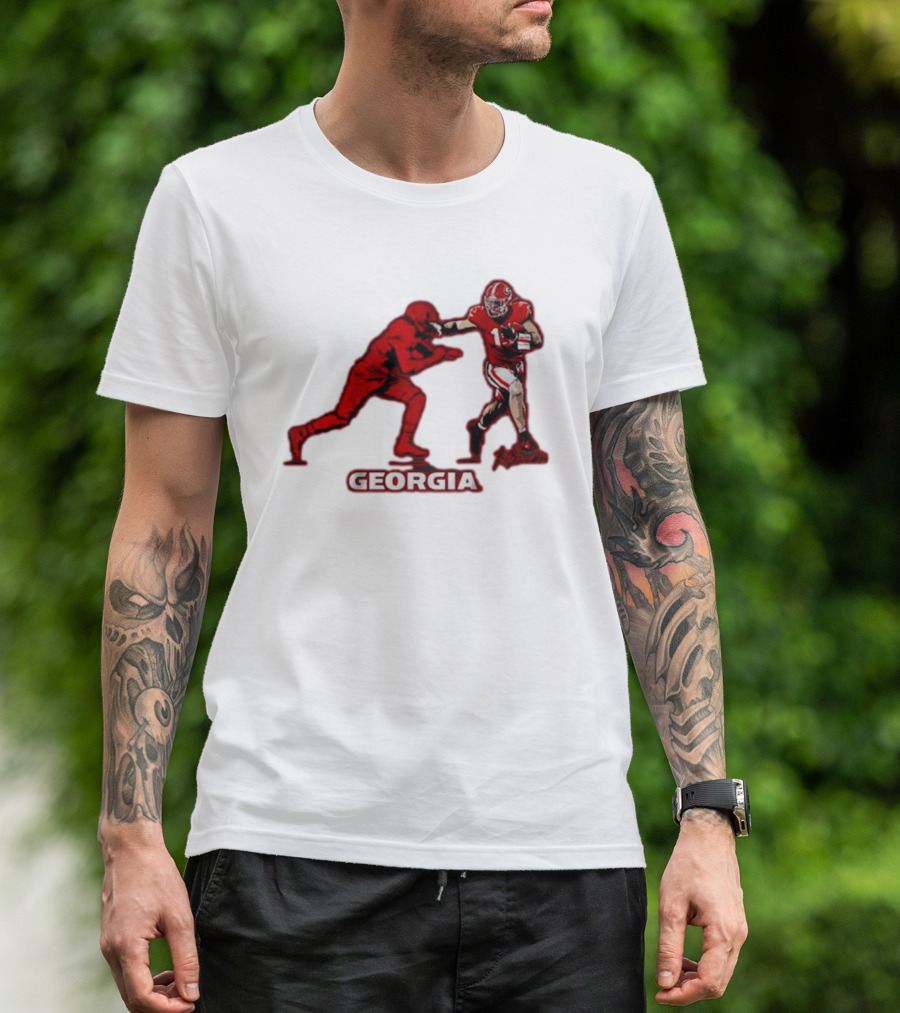 Georgia Football Superstar Brock Bowers Action Pose T-Shirt