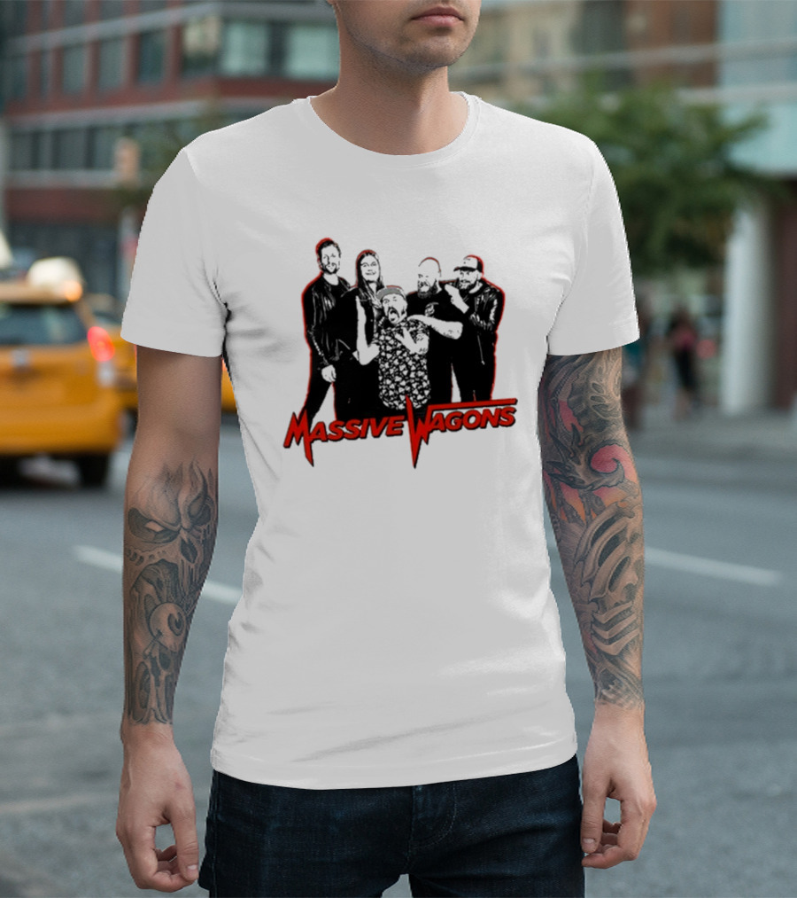Massive Wagons Band Red Silhouette Group Image T-Shirt