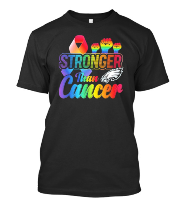 Philadelphia Eagles Stronger Than Cancer NFL Pride Ribbon And Fist T-Shirt