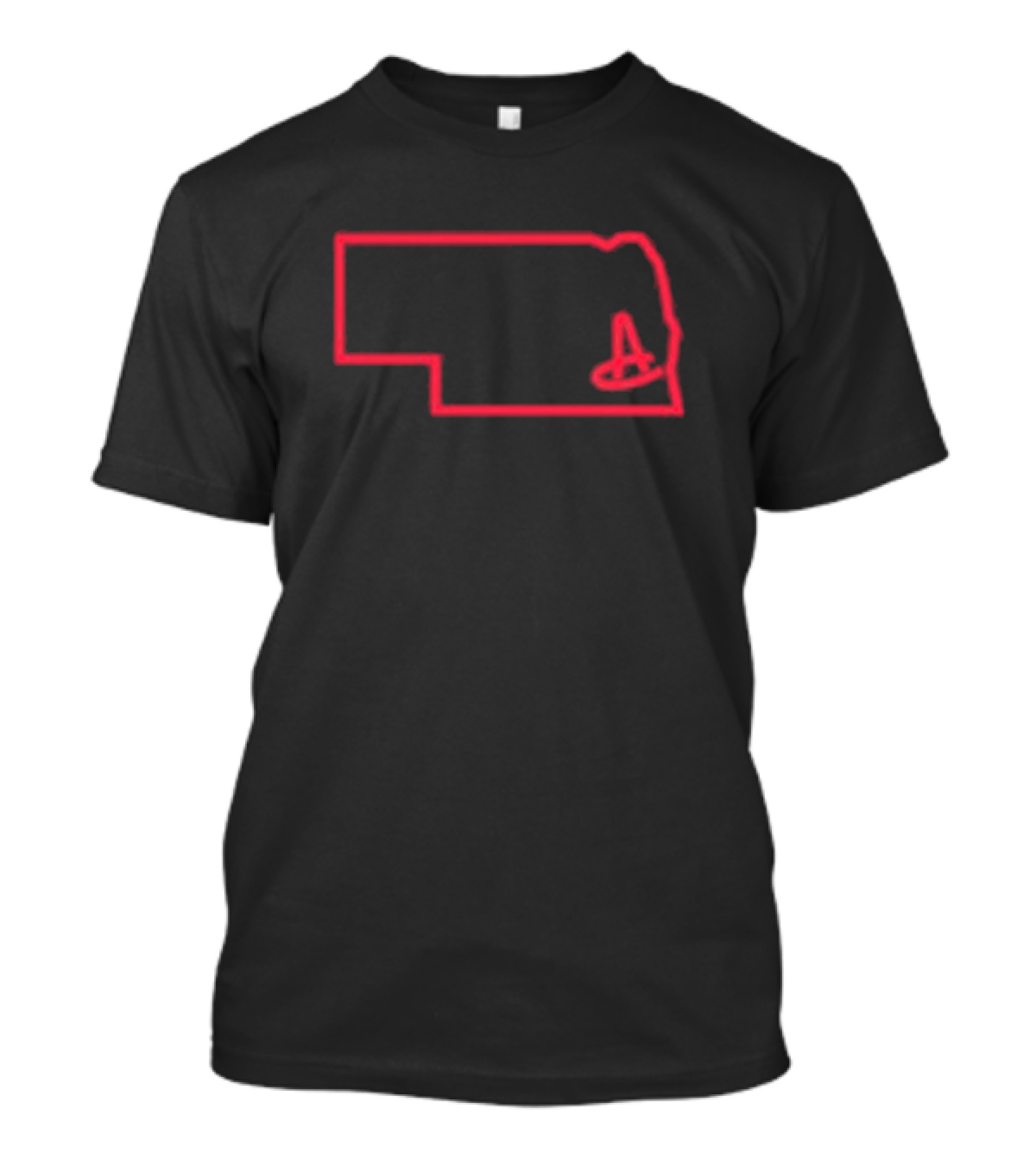 Nebraska Amigos Red Outline State Shape With A T-Shirt