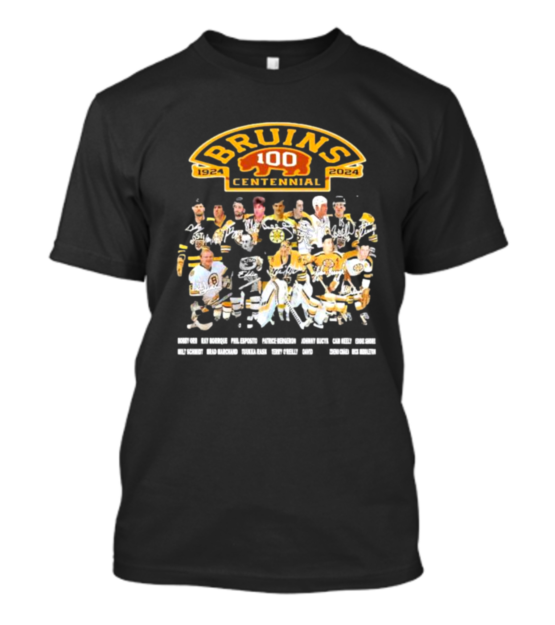Bruins 100 Centennial 1924 2024 Legends And Signatures T-Shirt
