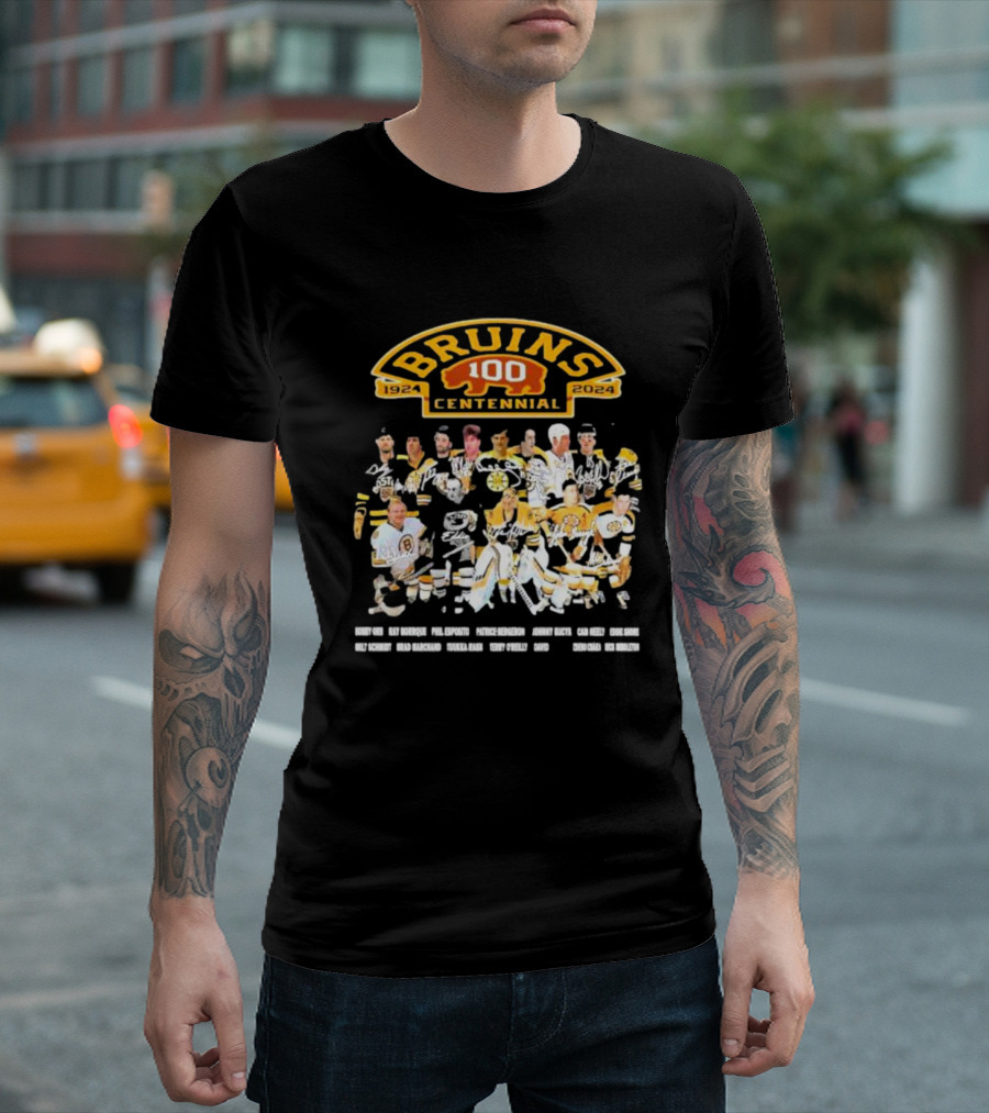 Bruins 100 Centennial 1924 2024 Legends And Signatures T-Shirt