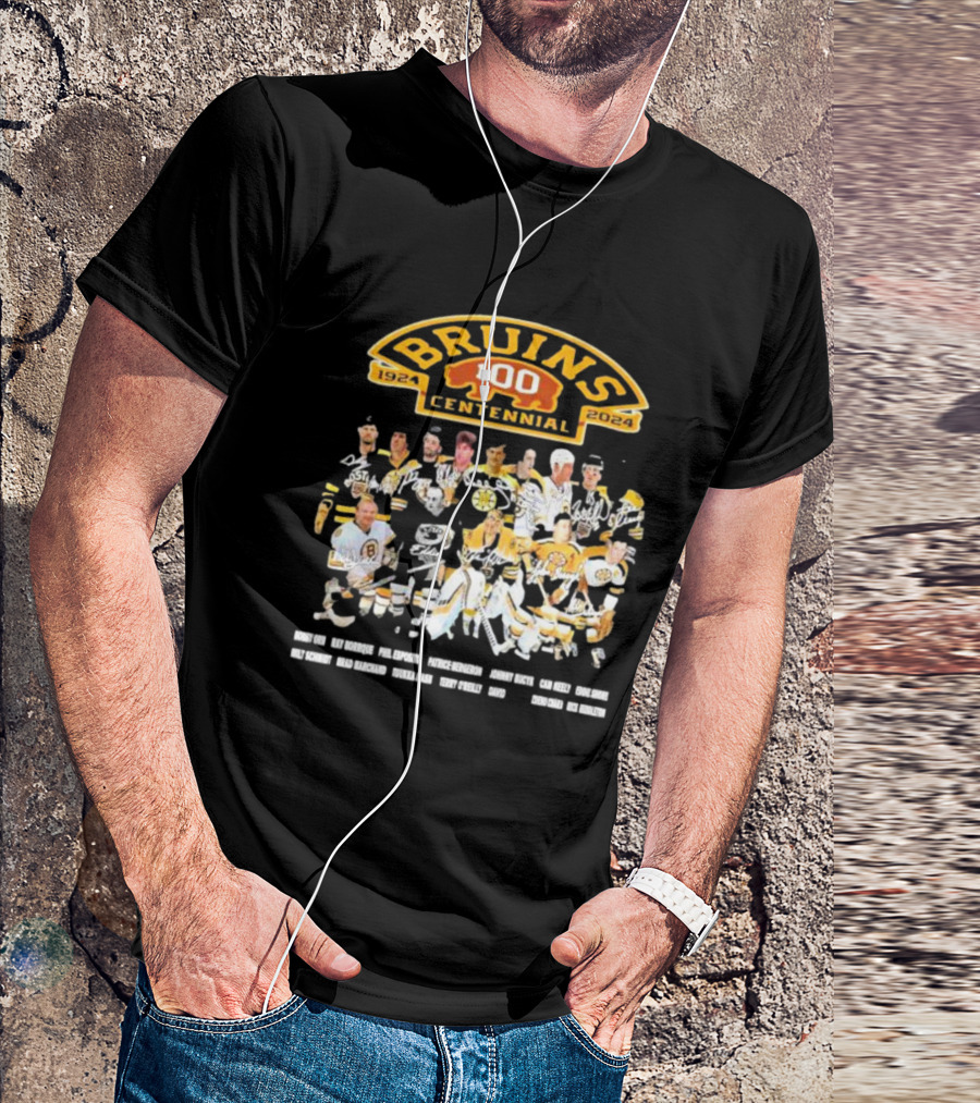 Bruins 100 Centennial 1924 2024 Legends And Signatures T-Shirt