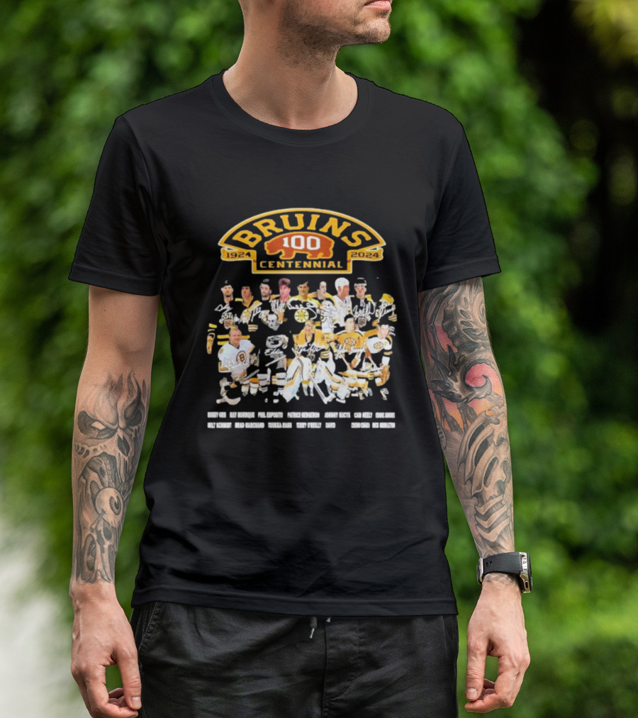 Bruins 100 Centennial 1924 2024 Legends And Signatures T-Shirt
