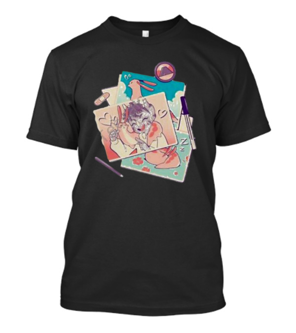 Mango Memories Pastel Rabbit Drawings With Heart And Zz Motif T-Shirt