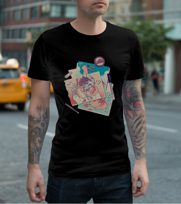 Mango Memories Pastel Rabbit Drawings With Heart And Zz Motif T-Shirt