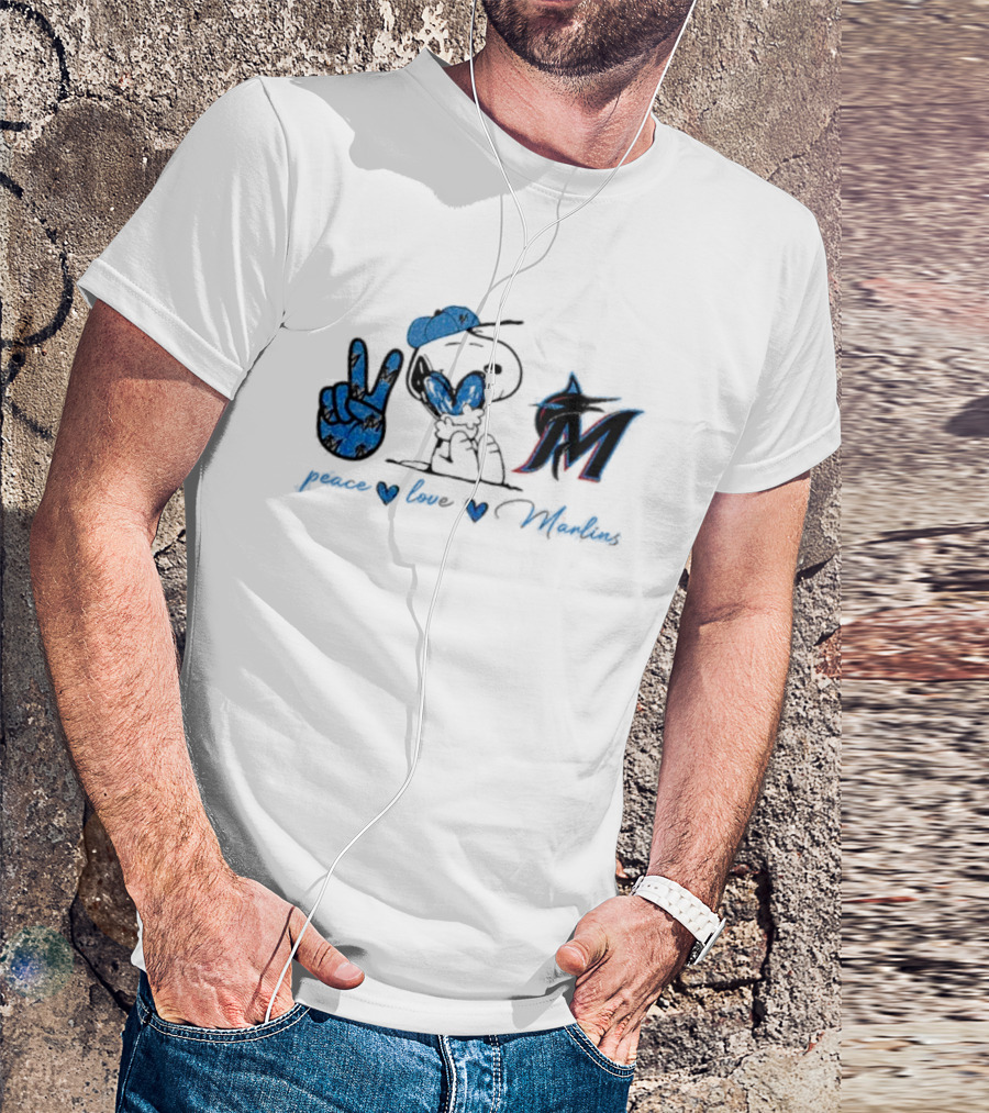 Peace Love Miami Marlins Snoopy T-Shirt