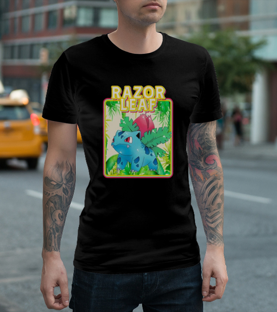 Razor Leaf Pokemon Anime Fan T-Shirt