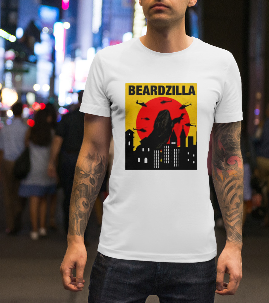 BEARDZILLA LIZARD LOVER CITYSCAPE AND HELICOPTERS T-Shirt